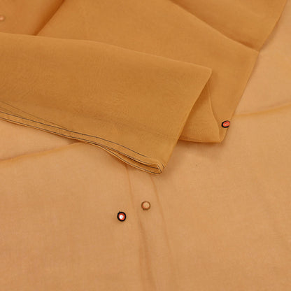 Indian Vintage Dupatta Mustard Long Stole Organza Embroidered Scarves Veil Soft Floral Design