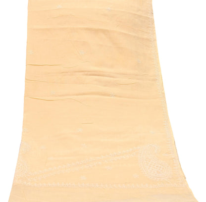 Indian Vintage Yellow Dupatta Long Stole Pure Cotton Handmade Chikankari Scarves Veil Scarf Wrap Hippie Boho Soft