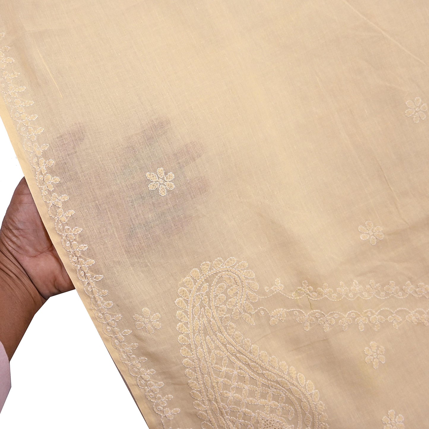 Indian Vintage Yellow Dupatta Long Stole Pure Cotton Handmade Chikankari Scarves Veil Scarf Wrap Hippie Boho Soft