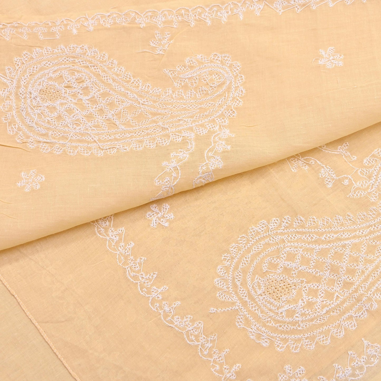 Indian Vintage Yellow Dupatta Long Stole Pure Cotton Handmade Chikankari Scarves Veil Scarf Wrap Hippie Boho Soft
