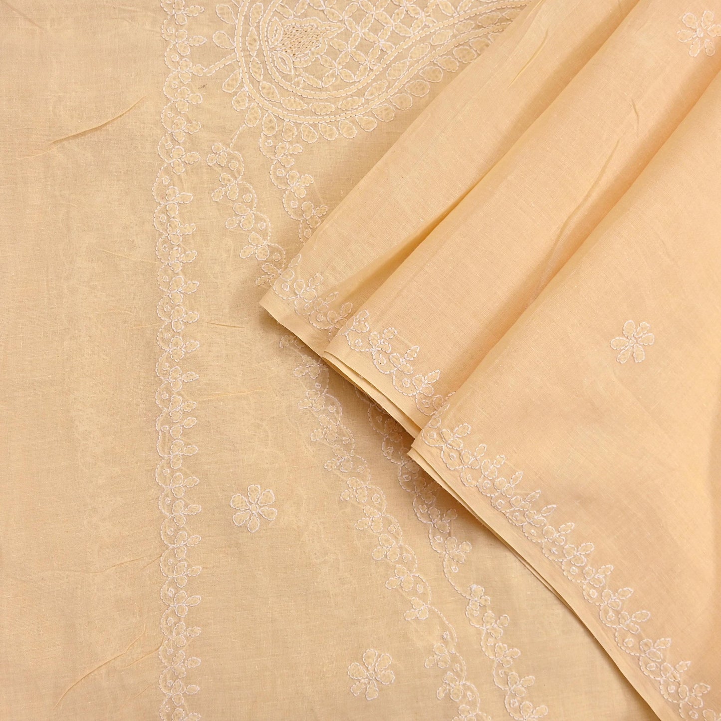 Indian Vintage Yellow Dupatta Long Stole Pure Cotton Handmade Chikankari Scarves Veil Scarf Wrap Hippie Boho Soft