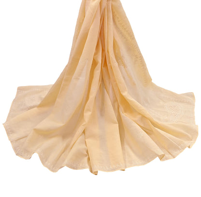Indian Vintage Yellow Dupatta Long Stole Pure Cotton Handmade Chikankari Scarves Veil Scarf Wrap Hippie Boho Soft