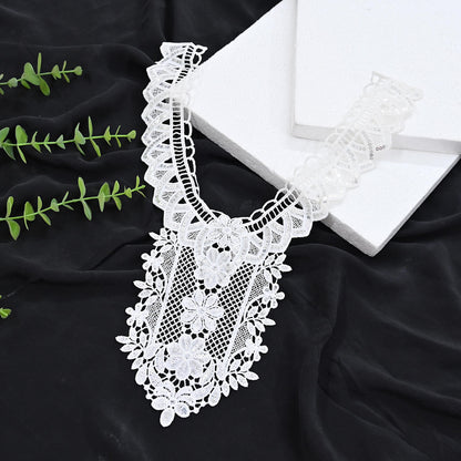 Indian White Cotton Embroidered Antique Neck Patches Craft Journals Rare Paisley for designing Dress Making Crafting Dabka 15.5"X10.5"