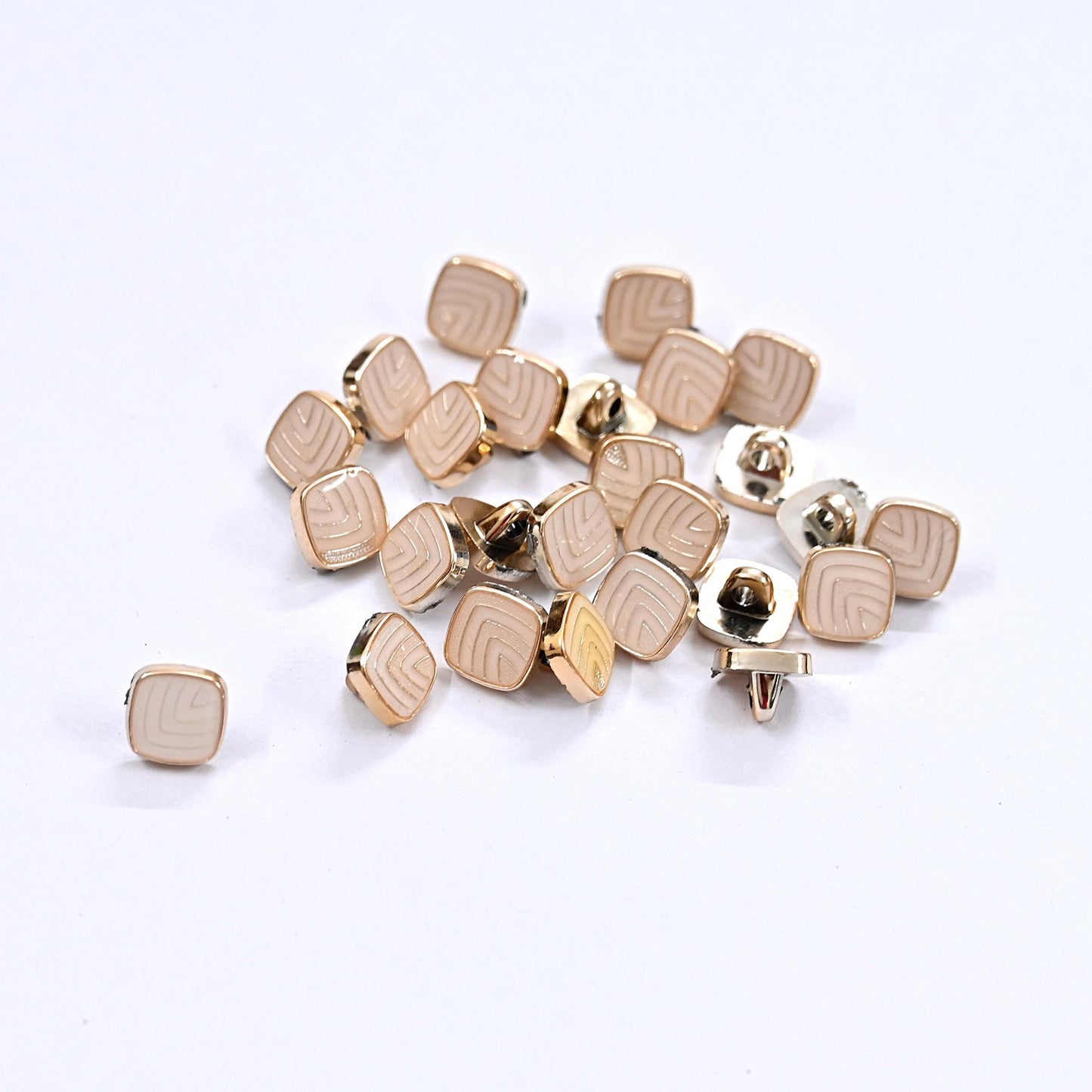 Indian Golden Buttons Set of 24, 10mm Small Single Hole Buttons, Metal Shank Buttons for Shirts Jackets Sewing DIY Crafts