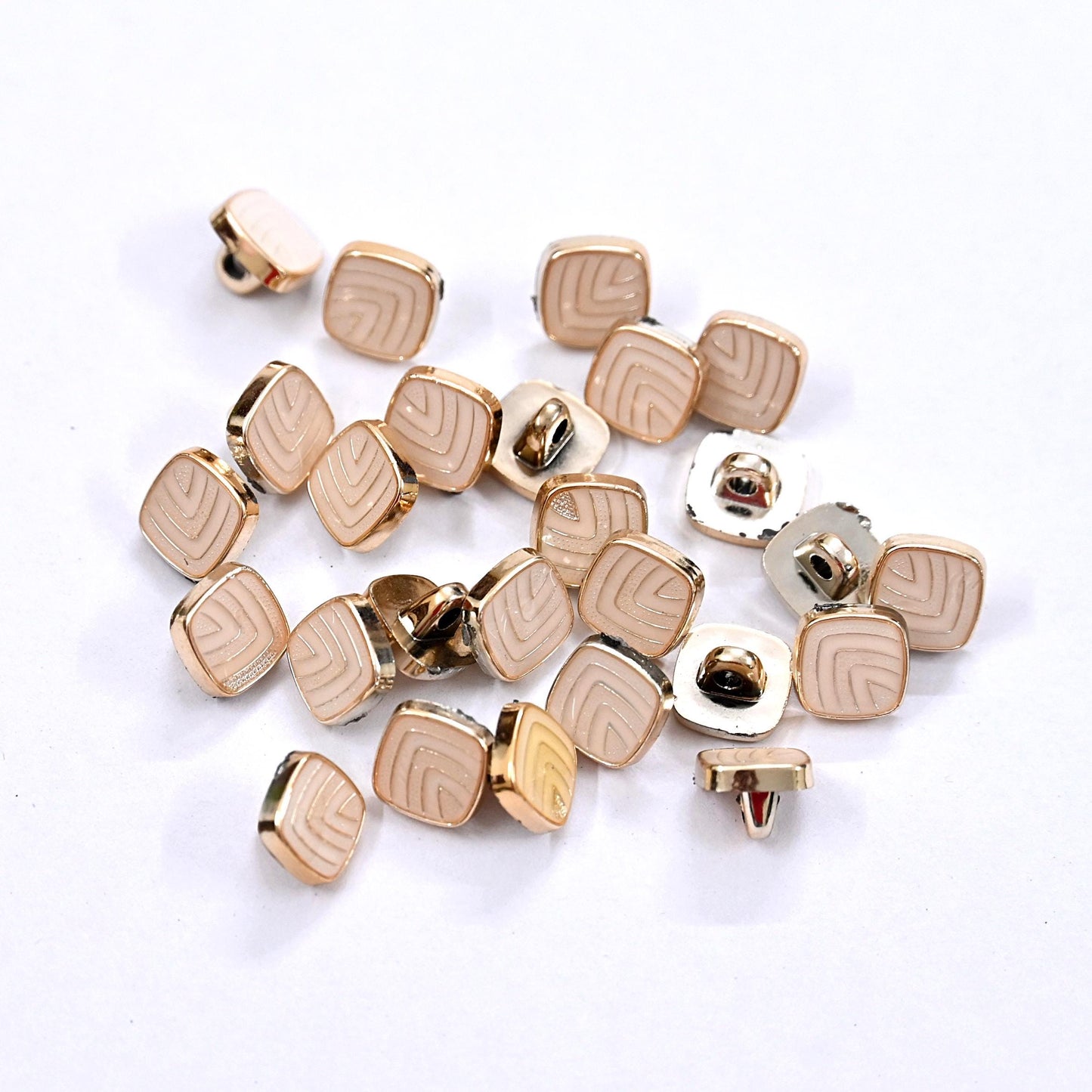 Indian Golden Buttons Set of 24, 10mm Small Single Hole Buttons, Metal Shank Buttons for Shirts Jackets Sewing DIY Crafts