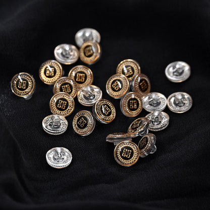 Indian white & Golden Buttons Set of 24, 10mm Small Single Hole Buttons, Metal Shank Buttons for Shirts Jackets Sewing DIY Crafts