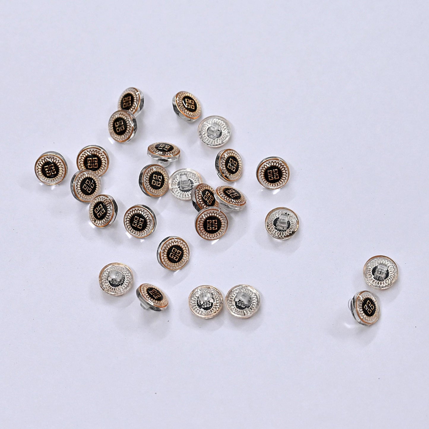 Indian white & Golden Buttons Set of 24, 10mm Small Single Hole Buttons, Metal Shank Buttons for Shirts Jackets Sewing DIY Crafts