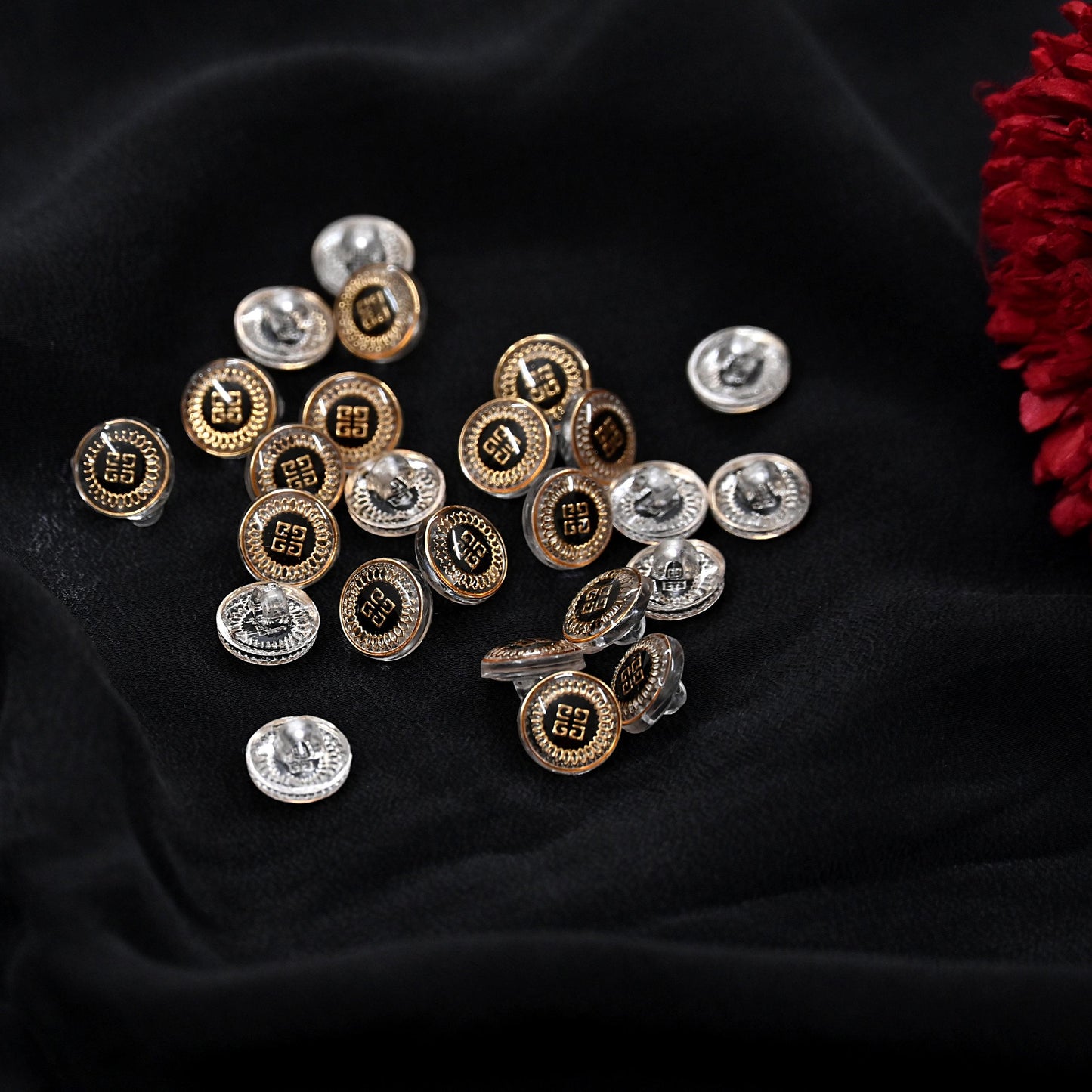 Indian white & Golden Buttons Set of 24, 10mm Small Single Hole Buttons, Metal Shank Buttons for Shirts Jackets Sewing DIY Crafts