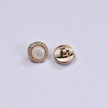 Indian white & Golden Buttons Set of 24, 10mm Small Single Hole Buttons, Metal Shank Buttons for Shirts Jackets Sewing DIY Crafts