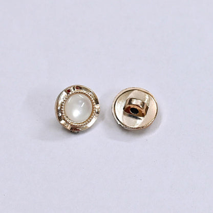Indian Ivory & Golden Buttons Set of 24, 10mm Small Single Hole Buttons, Metal Shank Buttons for Shirts Jackets Sewing DIY Crafts