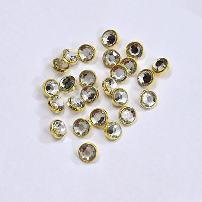 Indian Gold Crystal Shank Buttons Set of 24, 10mm Rhinestone Buttons, Decorative Sewing Buttons for Shirts Jackets DIY Craft Supplies