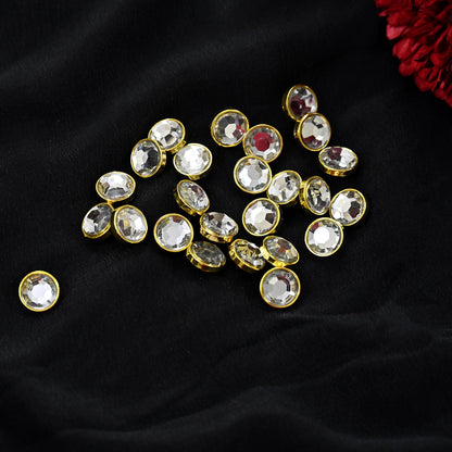 Indian Gold Crystal Shank Buttons Set of 24, 10mm Rhinestone Buttons, Decorative Sewing Buttons for Shirts Jackets DIY Craft Supplies