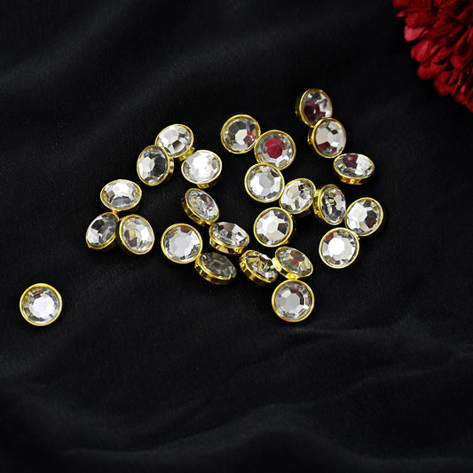 Indian Gold Crystal Shank Buttons Set of 24, 10mm Rhinestone Buttons, Decorative Sewing Buttons for Shirts Jackets DIY Craft Supplies