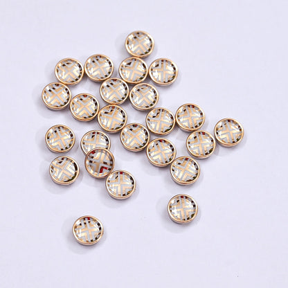 Indian Golden Buttons Set of 24, 10mm Small Single Hole Buttons, Metal Shank Buttons for Shirts Jackets Sewing DIY Crafts