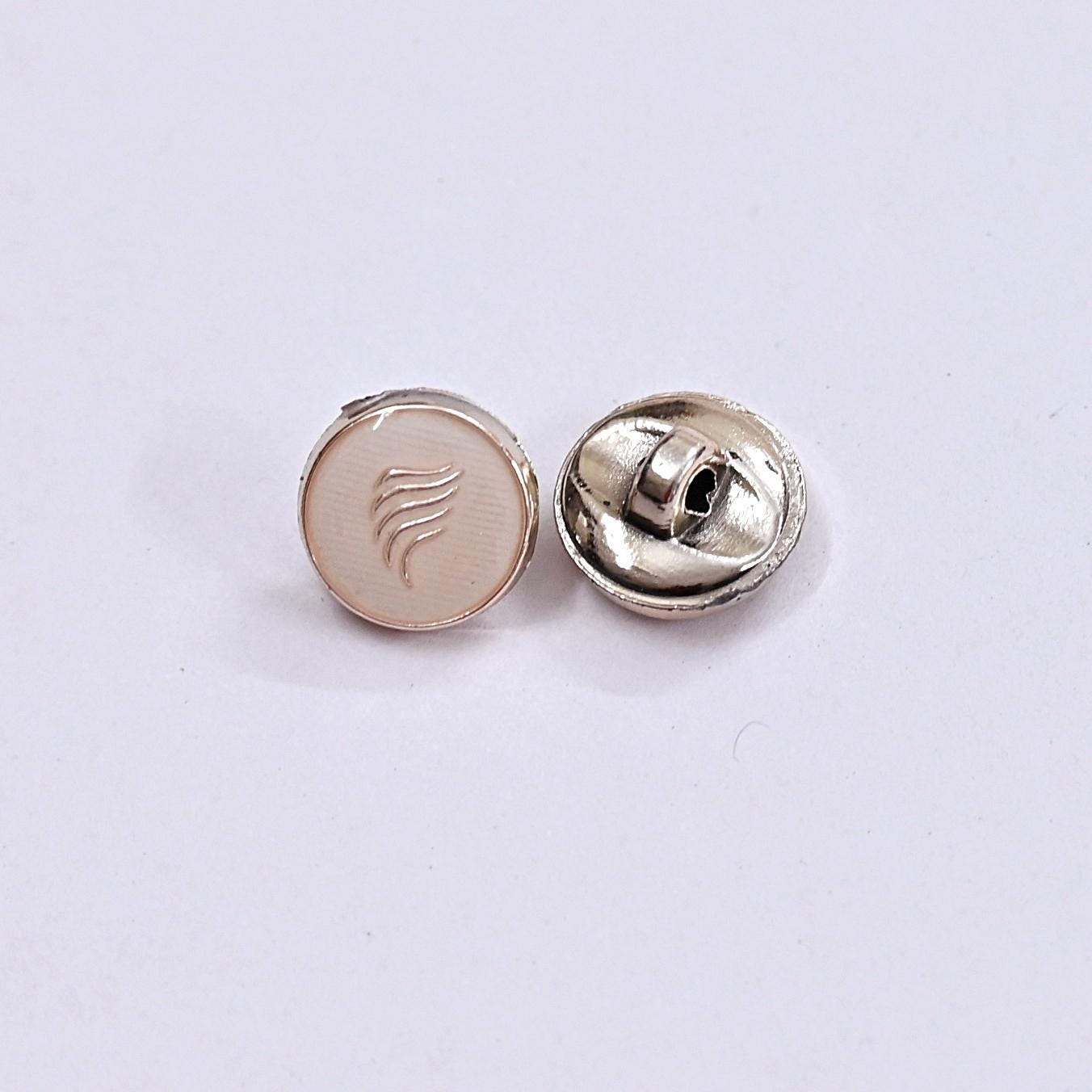 Indian Golden Buttons Set of 24, 10mm Small Single Hole Buttons, Metal Shank Buttons for Shirts Jackets Sewing DIY Crafts