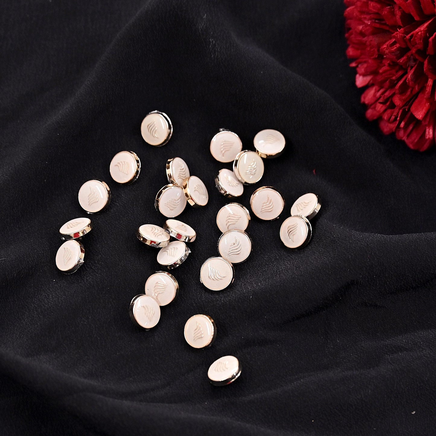Indian Golden Buttons Set of 24, 10mm Small Single Hole Buttons, Metal Shank Buttons for Shirts Jackets Sewing DIY Crafts