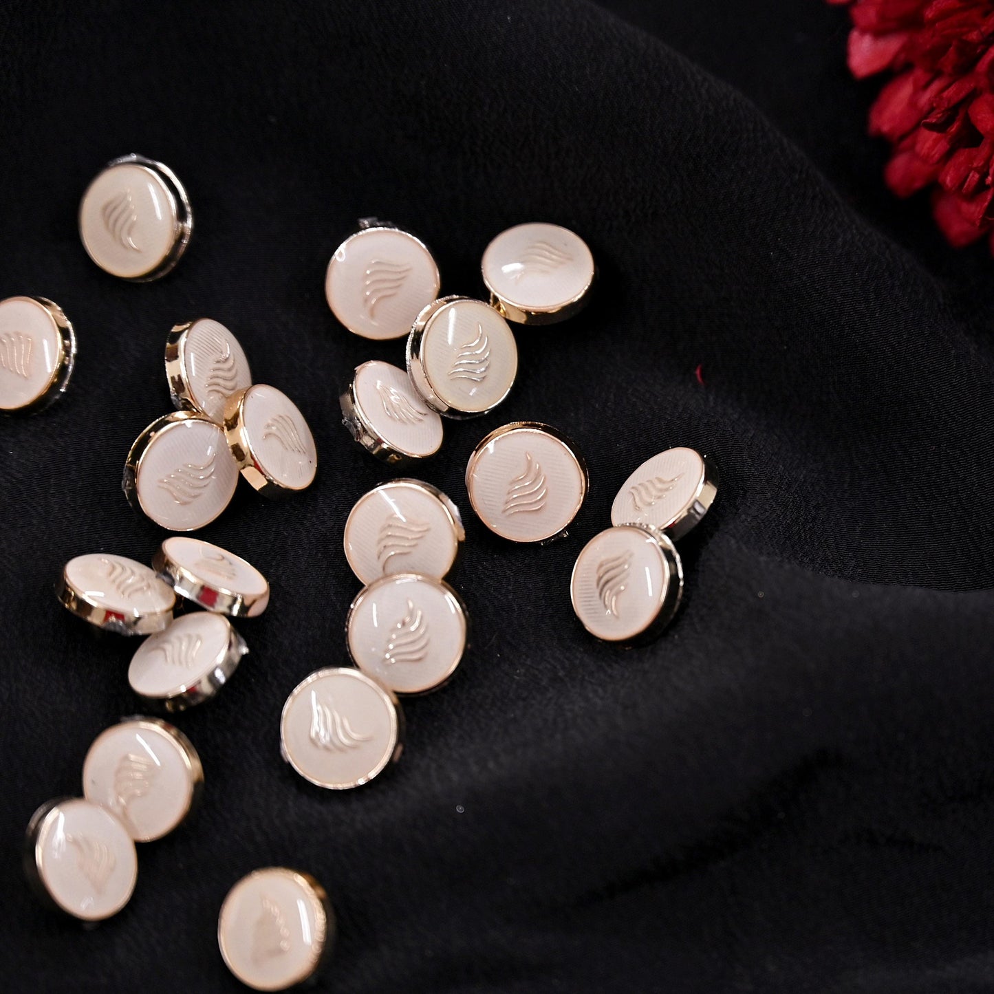 Indian Golden Buttons Set of 24, 10mm Small Single Hole Buttons, Metal Shank Buttons for Shirts Jackets Sewing DIY Crafts
