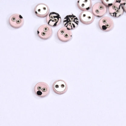 Indian Pink & Black Buttons Set of 24, 10mm Handcrafted Pink Fabric Buttons,for Shirts Jackets Sewing DIY Crafts