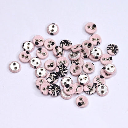 Indian Pink & Black Buttons Set of 24, 10mm Handcrafted Pink Fabric Buttons,for Shirts Jackets Sewing DIY Crafts
