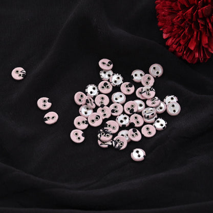 Indian Pink & Black Buttons Set of 24, 10mm Handcrafted Pink Fabric Buttons,for Shirts Jackets Sewing DIY Crafts