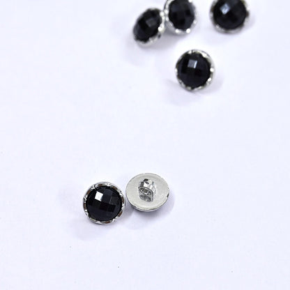 Silver & Black Crystal Shank Buttons Set of 24, 10mm Rhinestone Buttons, Decorative Sewing Buttons for Shirts Jackets DIY Craft Supplies