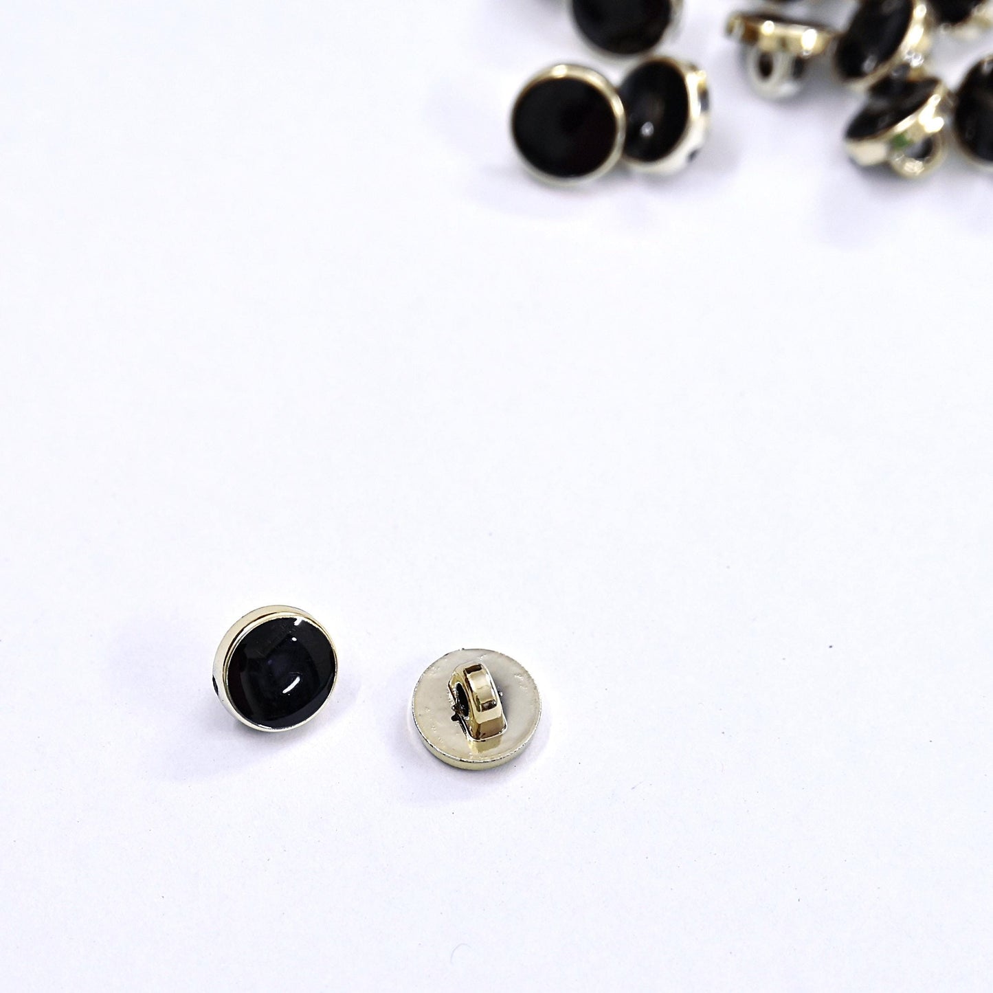 Indian Black & Golden Buttons Set of 24, 10mm Small Single Hole Buttons, Metal Shank Buttons for Shirts Jackets Sewing DIY Crafts
