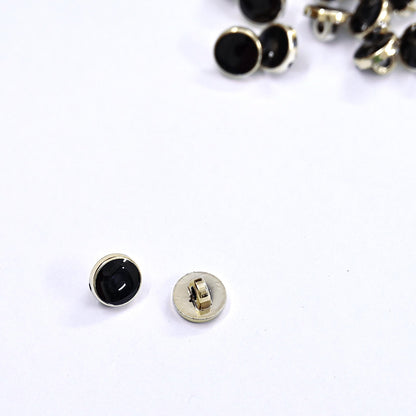 Indian Black & Golden Buttons Set of 24, 10mm Small Single Hole Buttons, Metal Shank Buttons for Shirts Jackets Sewing DIY Crafts