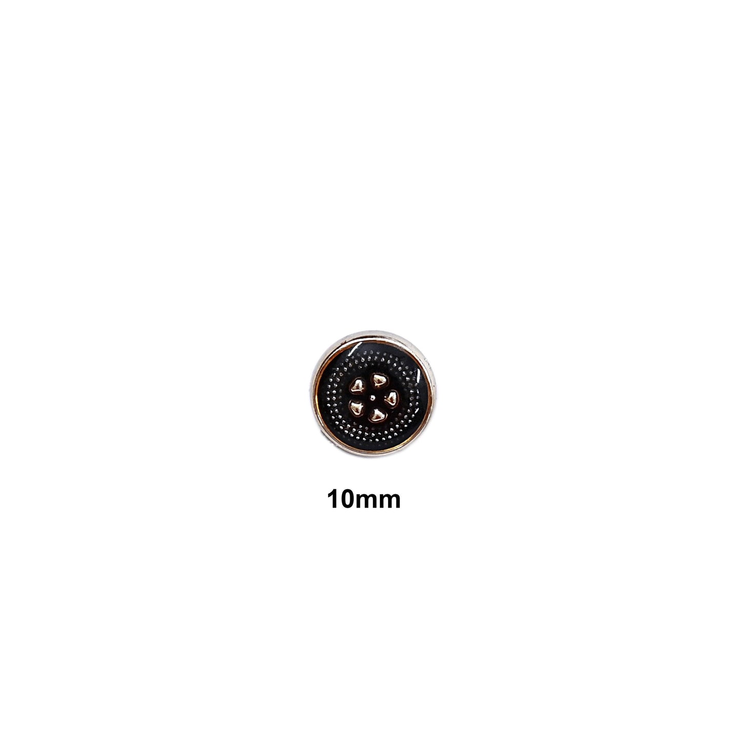 Indian Black & Golden Buttons Set of 24, 10mm Small Single Hole Buttons, Metal Shank Buttons for Shirts Jackets Sewing DIY Crafts