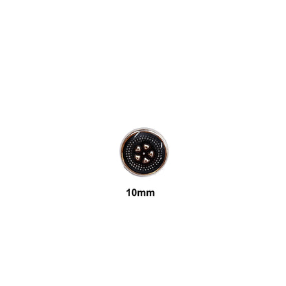 Indian Black & Golden Buttons Set of 24, 10mm Small Single Hole Buttons, Metal Shank Buttons for Shirts Jackets Sewing DIY Crafts