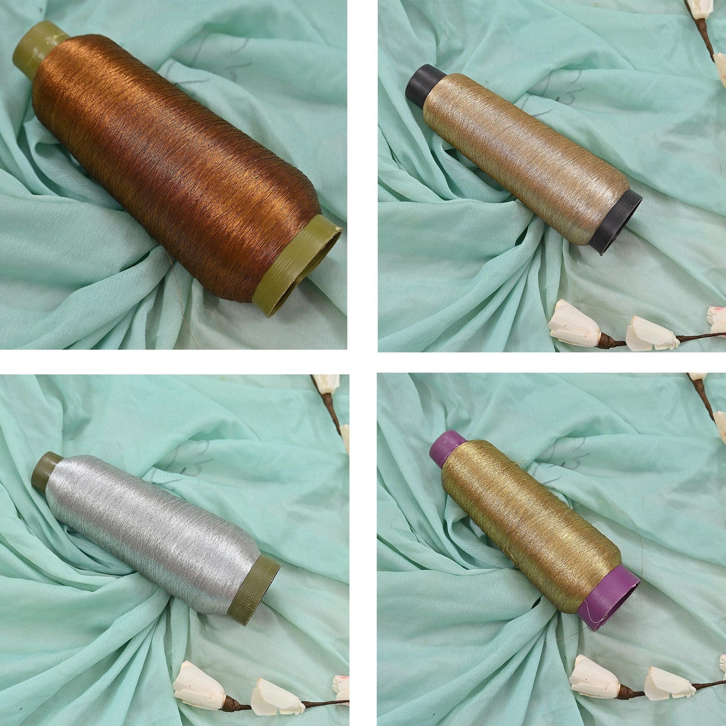 Metallic Zari Thread 2000M Gold Silver Copper Light Gold Embroidery Thread, Indian Zardozi Sewing Thread for Hand Machine Work