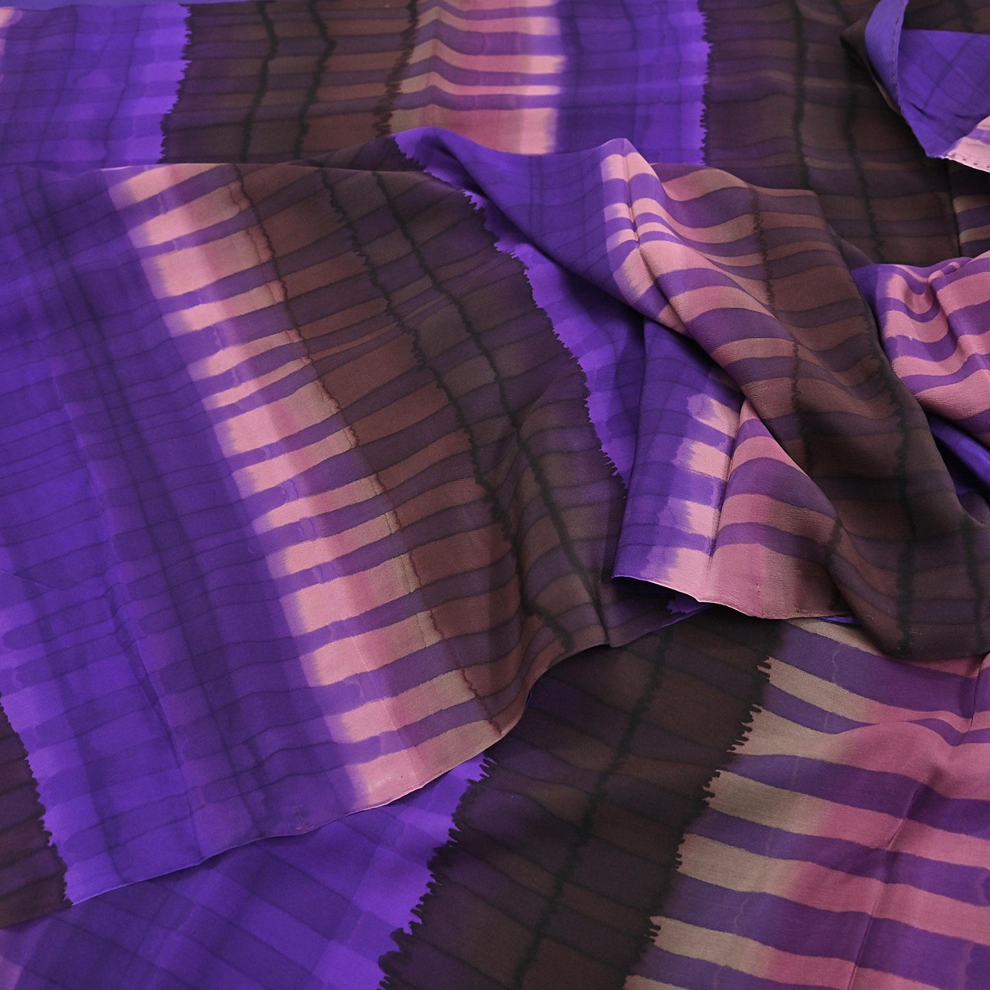 Indian Vintage Saree Multi Pure Crepe Silk Hand Embroidered Tie-Dye Sari Fabric 5yard Sewing Craft Fabric Ethnic Dressmaking