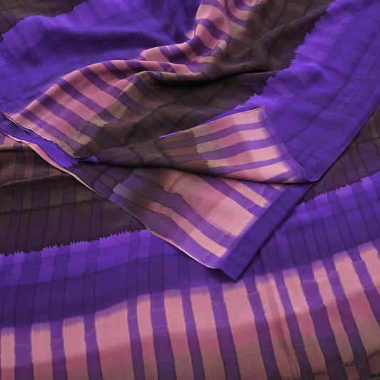 Indian Vintage Saree Multi Pure Crepe Silk Hand Embroidered Tie-Dye Sari Fabric 5yard Sewing Craft Fabric Ethnic Dressmaking