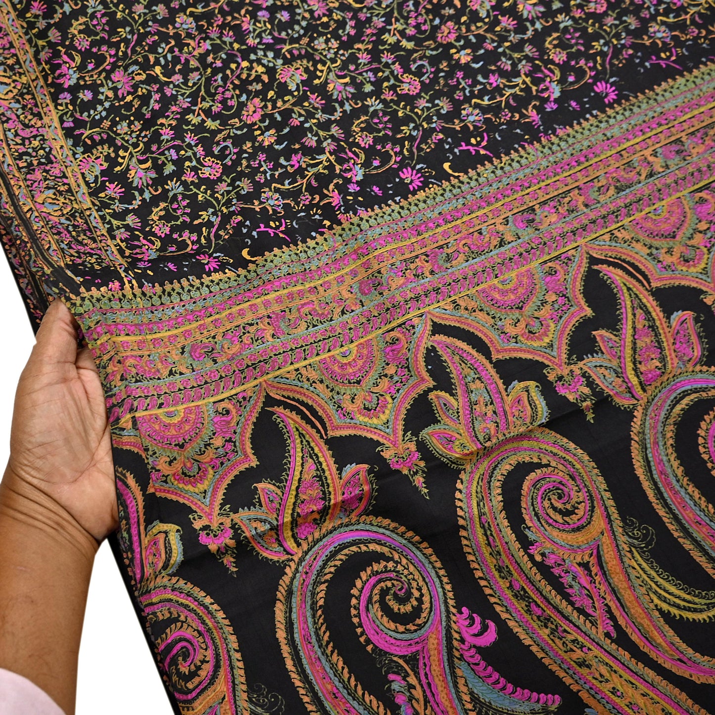 Indian Vintage Sari Black Printed Pure Silk Sarees Craft Fabric 5yd Sewing Floral Soft Dress Designing  for Crafting Quilting Upcycle Wrap