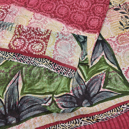 Indian Vintage Sari Multi Pure Georgette Silk Printed Sarees 5Yd Craft Fabric Sewing Quilting Dress making Crafting Dress Designing