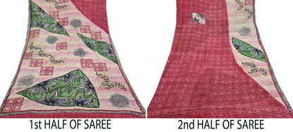 Indian Vintage Sari Multi Pure Georgette Silk Printed Sarees 5Yd Craft Fabric Sewing Quilting Dress making Crafting Dress Designing