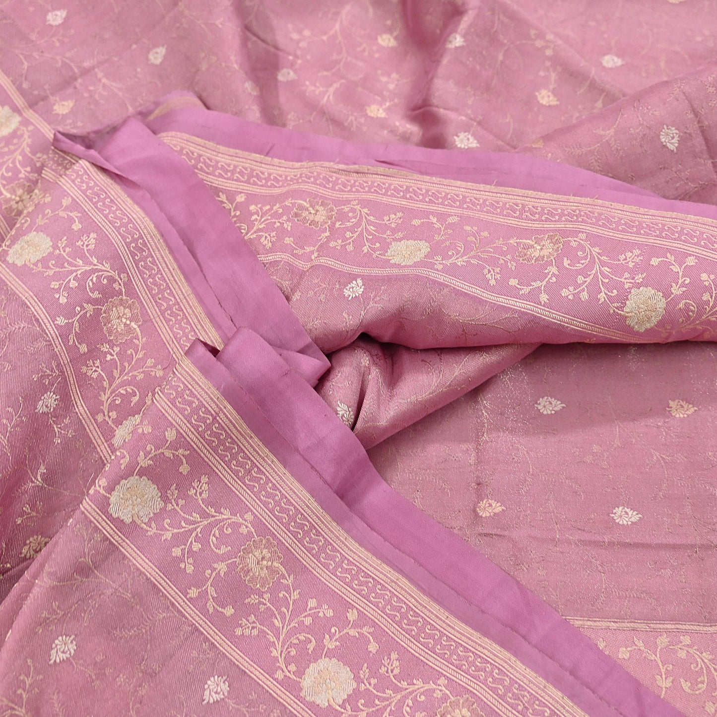 Indian Vintage Heavy Pink Saree Pure Silk Hand Woven Banarasi Sari Craft Fabric 5Yd Sewing Soft Ethnic Zari Dress Making
