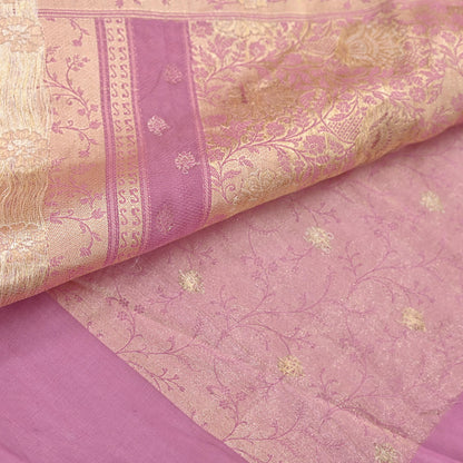 Indian Vintage Heavy Pink Saree Pure Silk Hand Woven Banarasi Sari Craft Fabric 5Yd Sewing Soft Ethnic Zari Dress Making