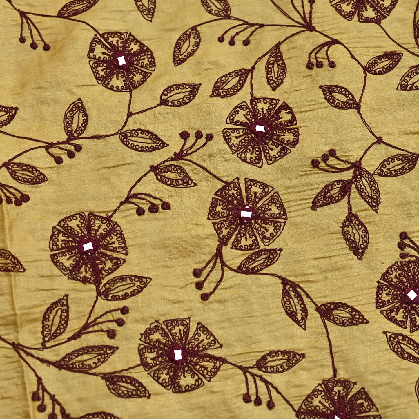 Indian Vintage Dupatta Beige Long Stole Pure silk Hand Embroidered Scarves Veil Scarf Wrap Floral Design