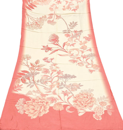 Indian Vintage Peach & Ivory Dupatta Long Stole Pure silk Printed Dupatta Veil Scarves soft Boho Wrap Dressmaking