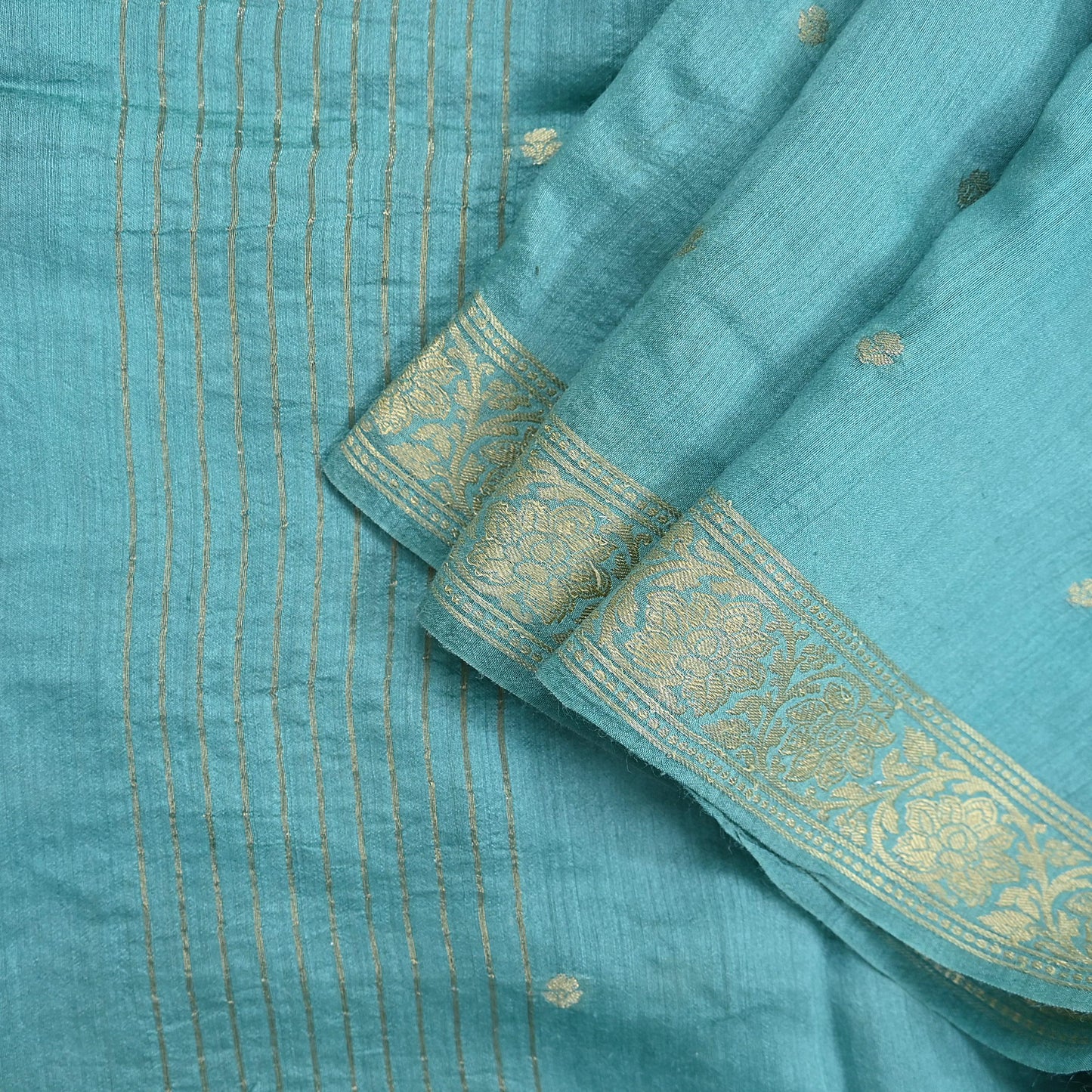 Indian Vintage Dupatta Green Long Stole Hand Woven Pure Silk Scarves Veil Zari Soft Fringes Scarf Wrap Boho
