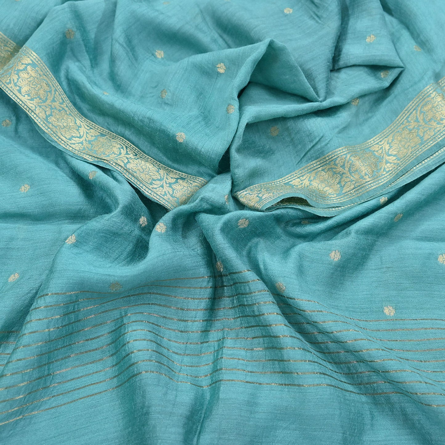 Indian Vintage Dupatta Green Long Stole Hand Woven Pure Silk Scarves Veil Zari Soft Fringes Scarf Wrap Boho