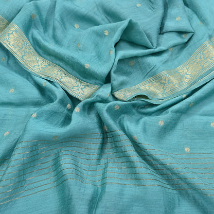 Indian Vintage Dupatta Green Long Stole Hand Woven Pure Silk Scarves Veil Zari Soft Fringes Scarf Wrap Boho