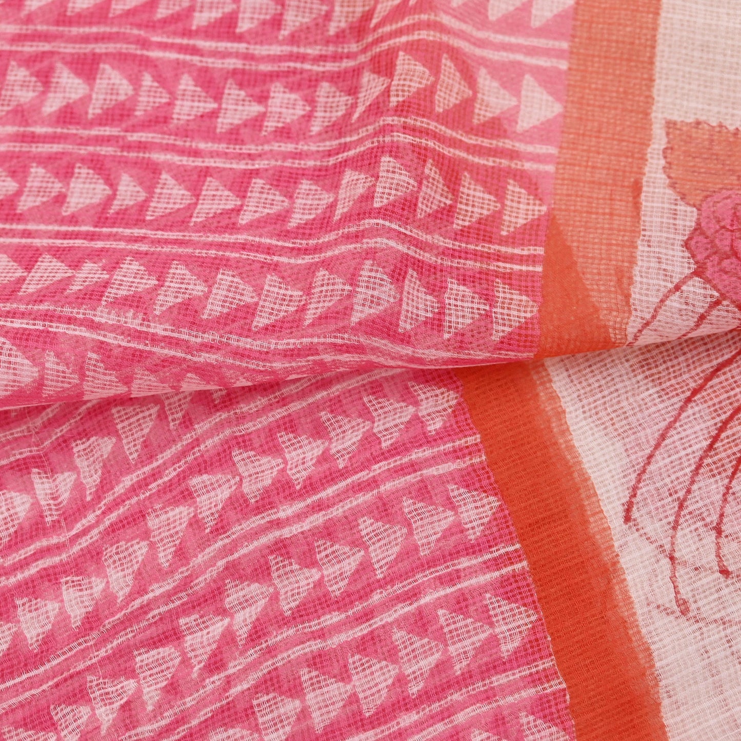 Indian Vintage White & Pink Dupatta Long Stole Block Print Pure Cotton Indian Scarves Scarf Veil Wrap Boho Soft Floral