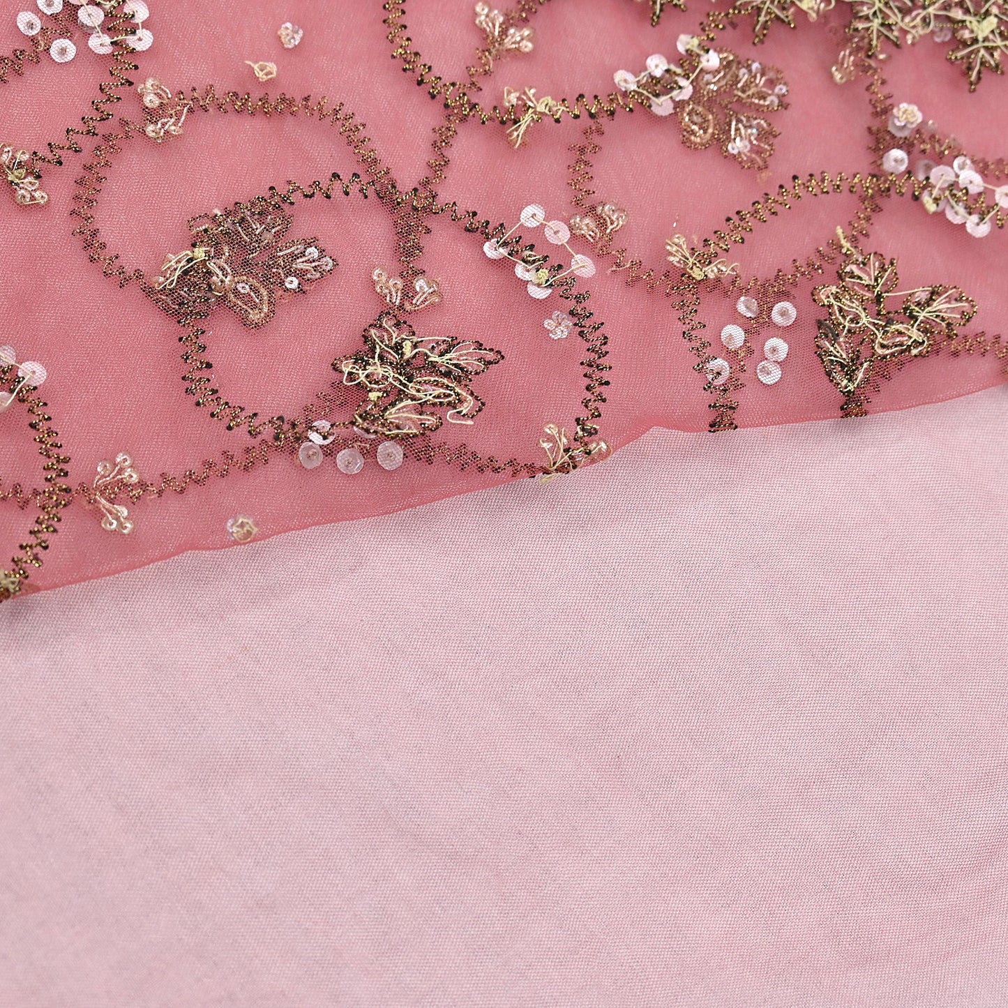 Indian Vintage Heavy Sari Peach Net/Mesh Embroidered Sarees Fabric 6Yd Sewing Soft Floral Craft Fabric Dress making Crafting Bollywood sari