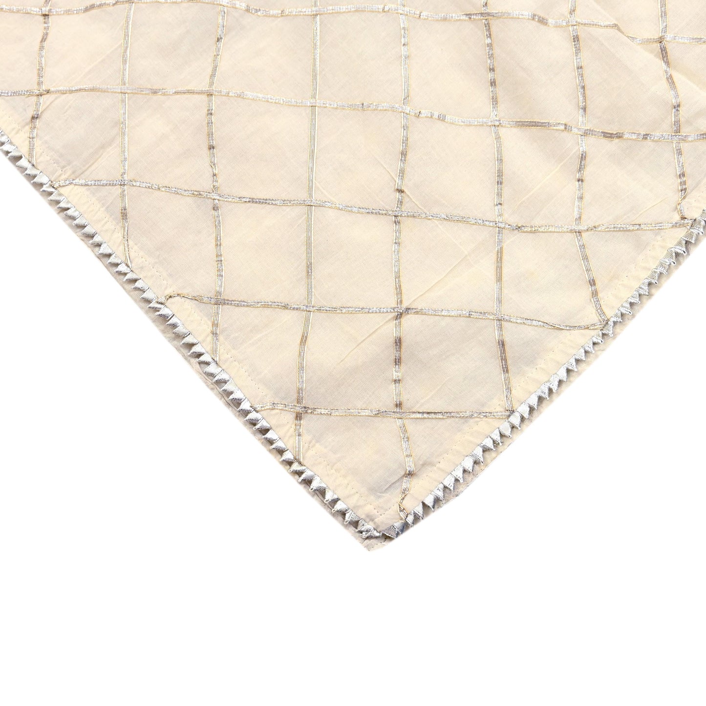 Indian Vintage Dupatta Ivory Pure Cotton Long Stole Gota Patti Work Scarves Veil Soft