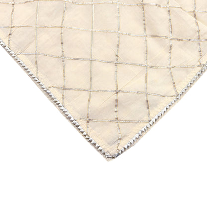 Indian Vintage Dupatta Ivory Pure Cotton Long Stole Gota Patti Work Scarves Veil Soft