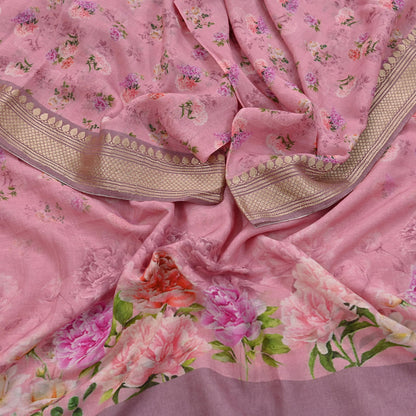 Indian Vintage Dupatta Pink Long Stole Digital Printed Hijab Blend Cotton Scarves Veil Soft Wrap Boho