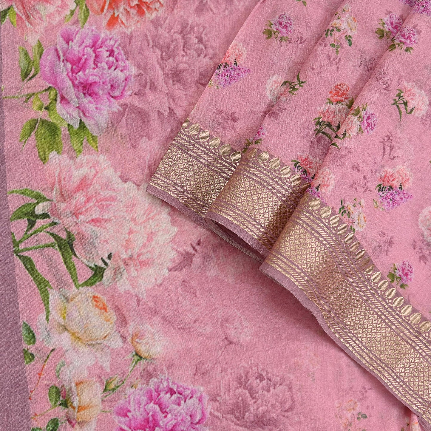 Indian Vintage Dupatta Pink Long Stole Digital Printed Hijab Blend Cotton Scarves Veil Soft Wrap Boho