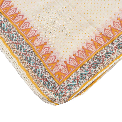 Indian Vintage White Dupatta Long Stole Hand Embroidered Pure Cotton Scarves Veil Soft Wrap Scarf
