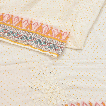 Indian Vintage White Dupatta Long Stole Hand Embroidered Pure Cotton Scarves Veil Soft Wrap Scarf